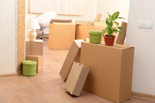 Van loading process with secured furniture and protective equipment